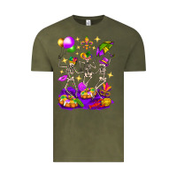 Vintage Olive Mardi Gras Skeletons Vintage Tee - BundleAndBundleShop