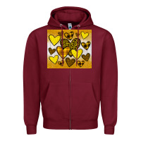 Burgundy yellow hearts Zipper Hoodie - JahusDesignShop