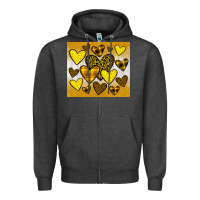 Charcoal Heather yellow hearts Zipper Hoodie - JahusDesignShop