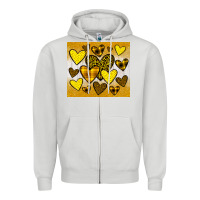 Dove Grey yellow hearts Zipper Hoodie - JahusDesignShop