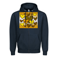 Navy yellow hearts Zipper Hoodie - JahusDesignShop