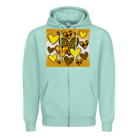 Seafoam yellow hearts Zipper Hoodie - JahusDesignShop