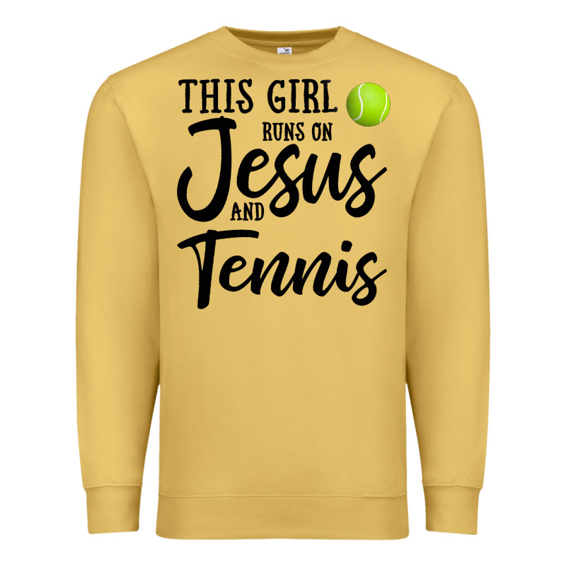 This Girl Runs On Jesus And Tennis Premium Sweatshirt by DesigneFamous | Teevron