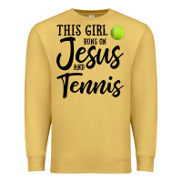 Antique Gold this girl runs on jesus and tennis Premium Sweatshirt - DesigneFamous