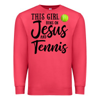 Cardinal this girl runs on jesus and tennis Premium Sweatshirt - DesigneFamous