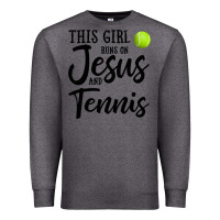 Charcoal Heather this girl runs on jesus and tennis Premium Sweatshirt - DesigneFamous