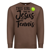 Chestnut this girl runs on jesus and tennis Premium Sweatshirt - DesigneFamous
