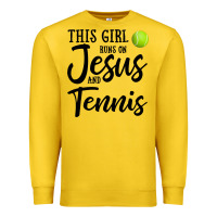 Lemon this girl runs on jesus and tennis Premium Sweatshirt - DesigneFamous