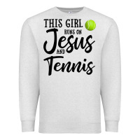 Oatmeal Heather this girl runs on jesus and tennis Premium Sweatshirt - DesigneFamous