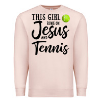Pale Pink this girl runs on jesus and tennis Premium Sweatshirt - DesigneFamous