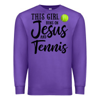 Purple this girl runs on jesus and tennis Premium Sweatshirt - DesigneFamous