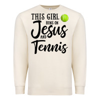 Sandshell this girl runs on jesus and tennis Premium Sweatshirt - DesigneFamous