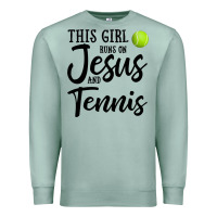 Seafoam this girl runs on jesus and tennis Premium Sweatshirt - DesigneFamous