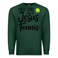 Sports Green this girl runs on jesus and tennis Premium Sweatshirt - DesigneFamous