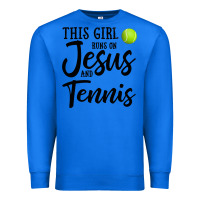 True Royal this girl runs on jesus and tennis Premium Sweatshirt - DesigneFamous