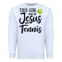 White this girl runs on jesus and tennis Premium Sweatshirt - DesigneFamous