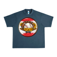 Baseball With Sunflower Round Earrings Urban Heavy Tee | Teevron