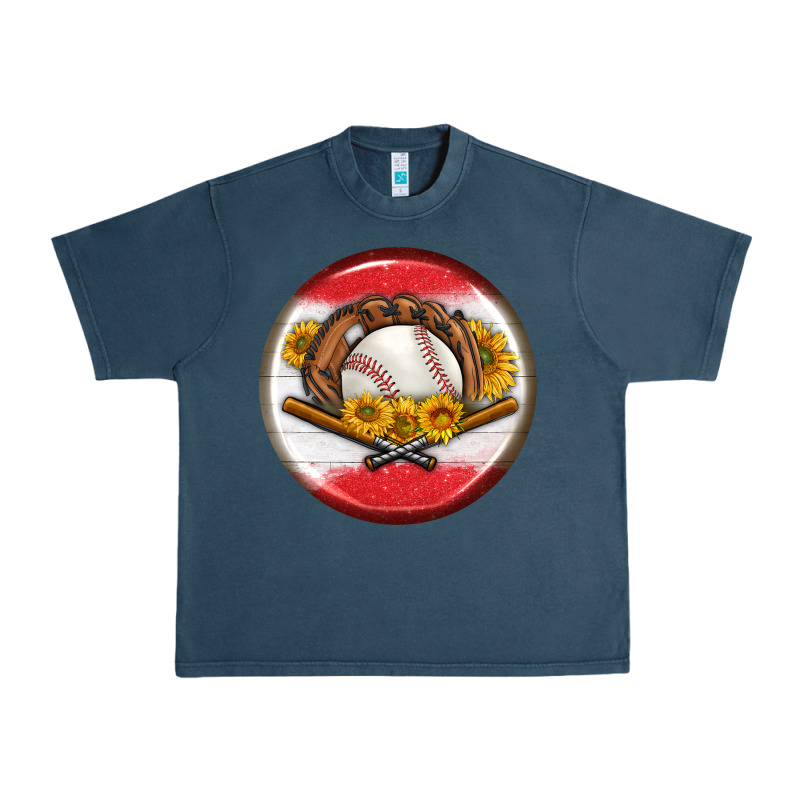 Baseball With Sunflower Round Earrings Urban Heavy Tee by BundleAndBundleShop | Teevron