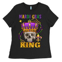 Black Skull Mardi Gras king Ladies Tee - FaDigitalArtStudio