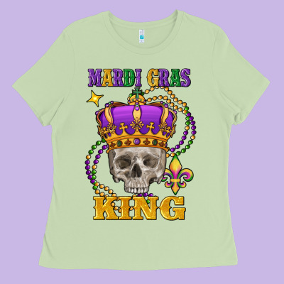 Skull Mardi Gras King Ladies Tee Designed By Fadigitalartstudio