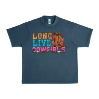 Midnight Navy Western Long Live Cowgirls With Roses Urban Heavy Tee - BundleAndBundleShop