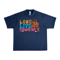 Navy Western Long Live Cowgirls With Roses Urban Heavy Tee - BundleAndBundleShop