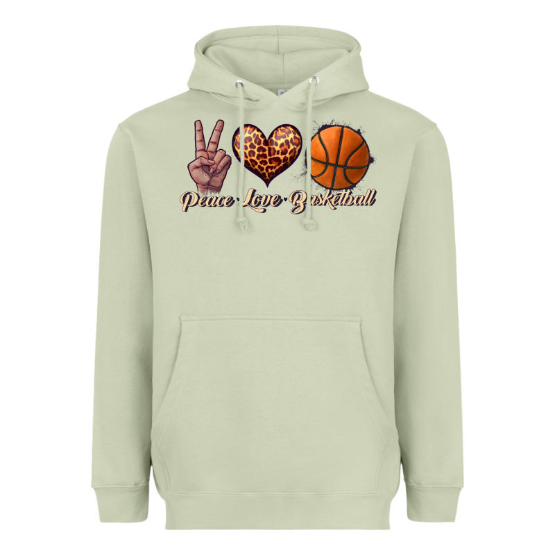 Peace Love Basketball Heavyweight Hoodie by JahusDesignShop | Teevron