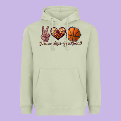 Peace Love Basketball Heavyweight Hoodie Designed By Jahusdesignshop