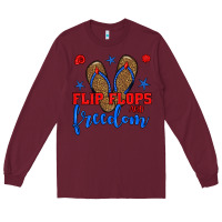 Burgundy flip flops and freedom Long Sleeve Tee - BundleAndBundleShop