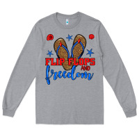 Heather Grey flip flops and freedom Long Sleeve Tee - BundleAndBundleShop