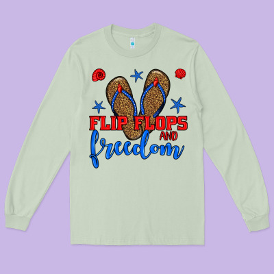 Flip Flops And Freedom Long Sleeve Tee Designed By Bundleandbundleshop