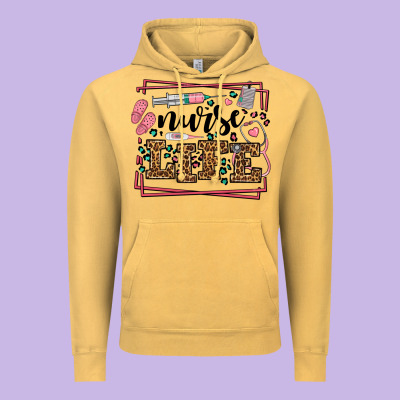 Nurse Life Leopard Frame Vintage Hoodie Designed By Lillyallendesigns