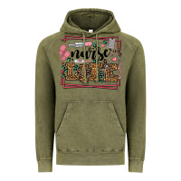 Vintage Olive Nurse life leopard frame Vintage Hoodie - LillyAllenDesigns