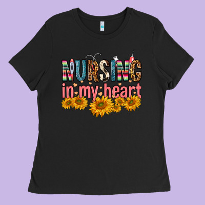 Nursing In My Heart Ladies Tee Designed By Fadigitalartstudio
