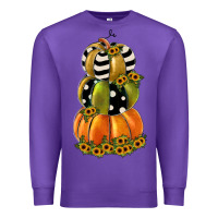 Purple pumpkin polka dot, sunflower Premium Sweatshirt - JahusDesignShop