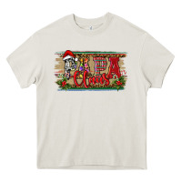 Cream Christmas Western Papa Claus Heavy Core Tee - RanaPortraitStore