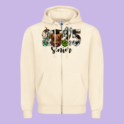 Cow 2025 Senior Zipper Hoodie Designed By Jahusdesignshop