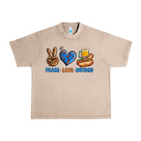 French Oak Peace Love Hotdog Urban Heavy Tee - BundleAndBundleShop