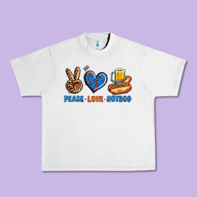 Peace Love Hotdog Urban Heavy Tee Designed By Bundleandbundleshop