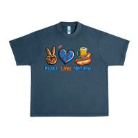 Midnight Navy Peace Love Hotdog Urban Heavy Tee - BundleAndBundleShop