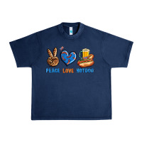 Navy Peace Love Hotdog Urban Heavy Tee - BundleAndBundleShop