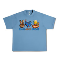 Pebble Blue Peace Love Hotdog Urban Heavy Tee - BundleAndBundleShop