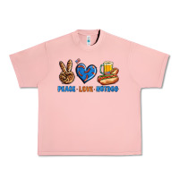 Salmon Peace Love Hotdog Urban Heavy Tee - BundleAndBundleShop