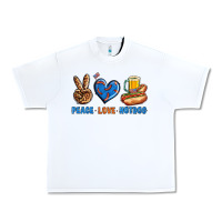 White Peace Love Hotdog Urban Heavy Tee - BundleAndBundleShop