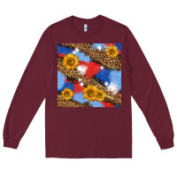 Burgundy western 4th of july seamless pattern Long Sleeve Tee - BundleAndBundleShop
