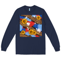 Navy western 4th of july seamless pattern Long Sleeve Tee - BundleAndBundleShop