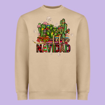 Feliz Navidad Cactus Heavyweight Sweatshirt Designed By Jahusdesignshop