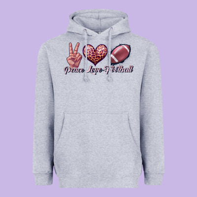 Peace Love Football Heavyweight Hoodie Designed By Jahusdesignshop