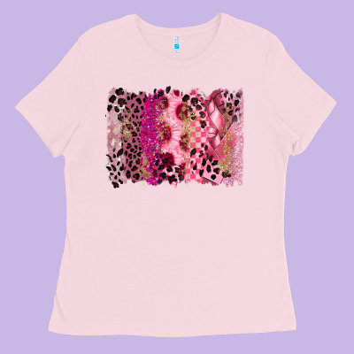 Breast Cancer Brushstroke Ladies Tee Designed By Fadigitalartstudio