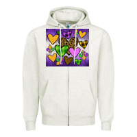 Oatmeal Heather mardi gras Zipper Hoodie - JahusDesignShop